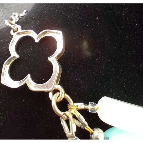 Chunky Beaded Statement Necklace Blue Green Simple Addiction Adjust 22 Inch - Picture 9 of 12